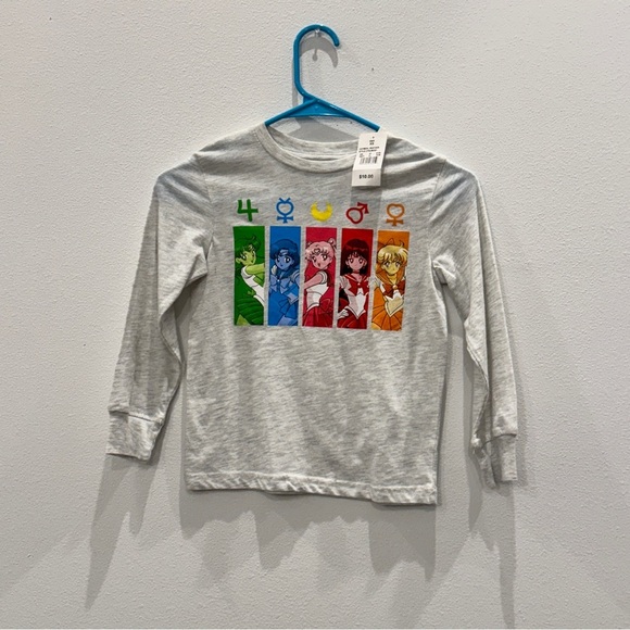 Kids Grey Sailor Moon Long Sleeve Shirt size XS NWT - Picture 1 of 5